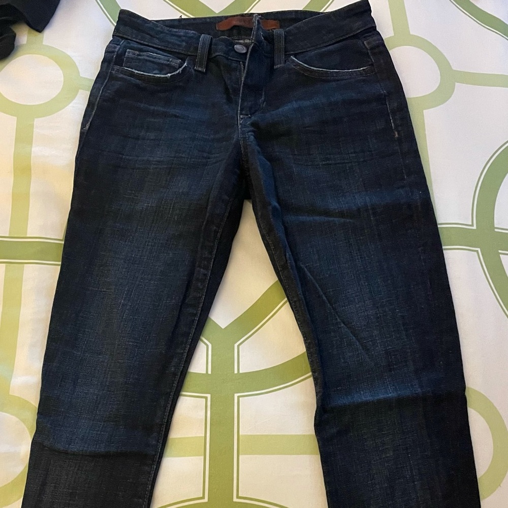 Joe’s Jeans size 24. Dark wash. No tags but never worn or washed.